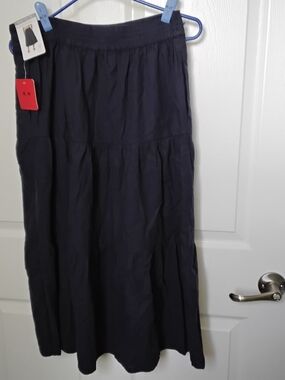 NWT Matty M Navy Blue Tiered Maxi Skirt SizeM